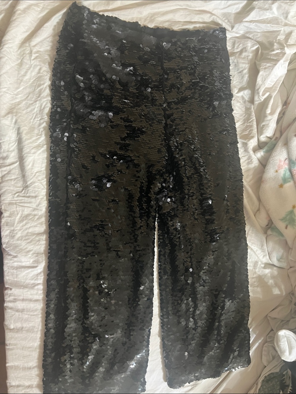 Alexis Black Sequin Womens Wide-Leg Bottoms